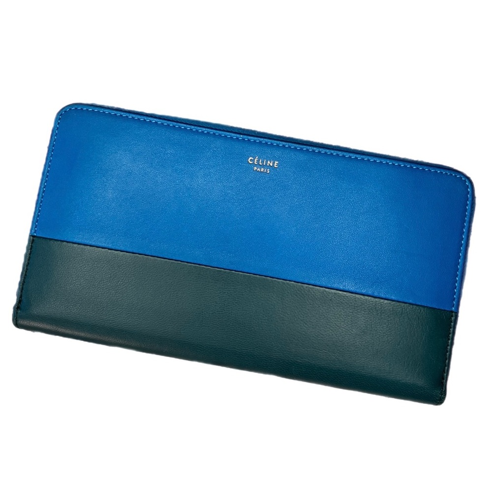 Celine Large Zipped Multifunction Bicolor Calf Leather Wallet - Picture 11 of 14